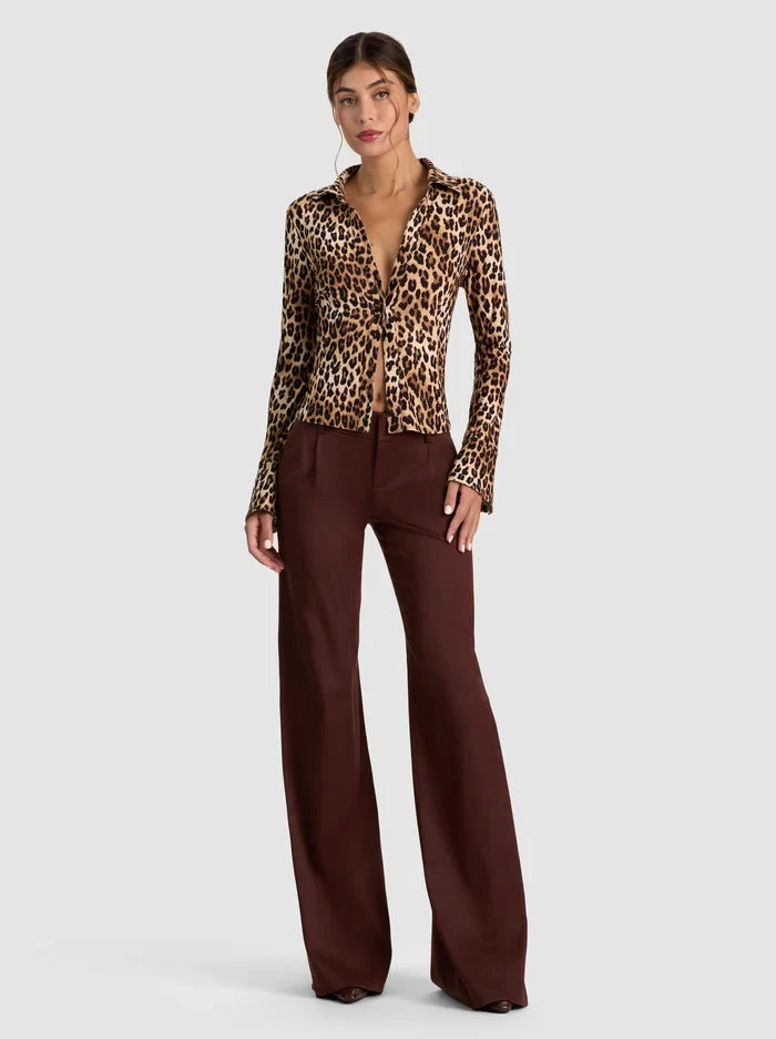 FREYA BUTTON DOWN TOP - SPOTTED LEOPARD