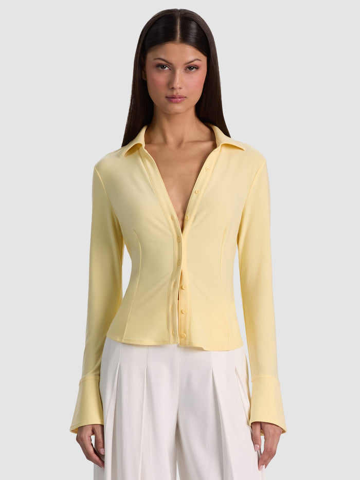 FREYA BUTTON DOWN TOP - BUTTER