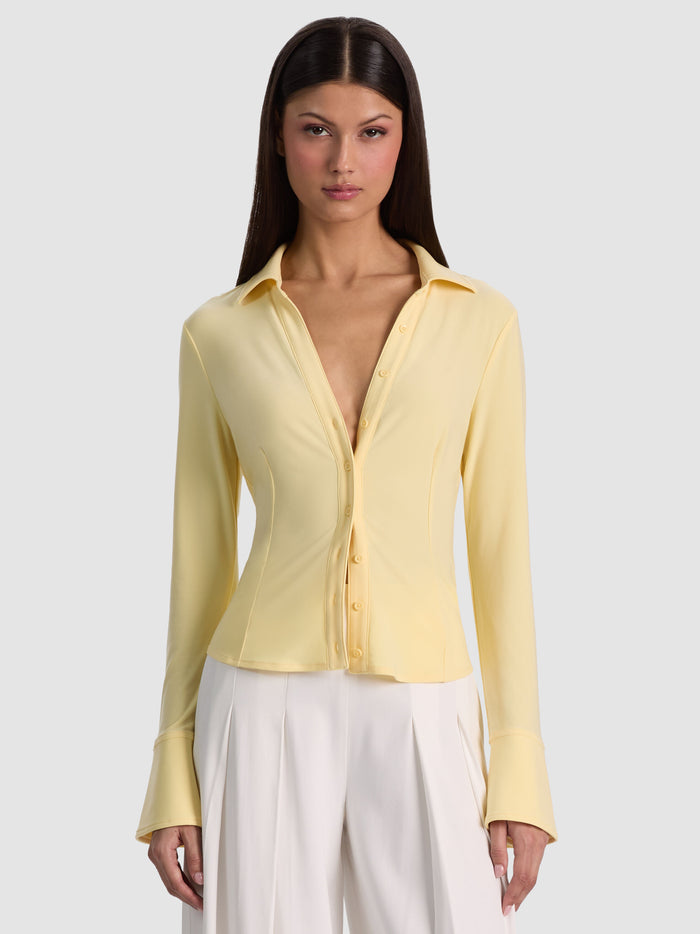 FREYA BUTTON DOWN TOP - BUTTER