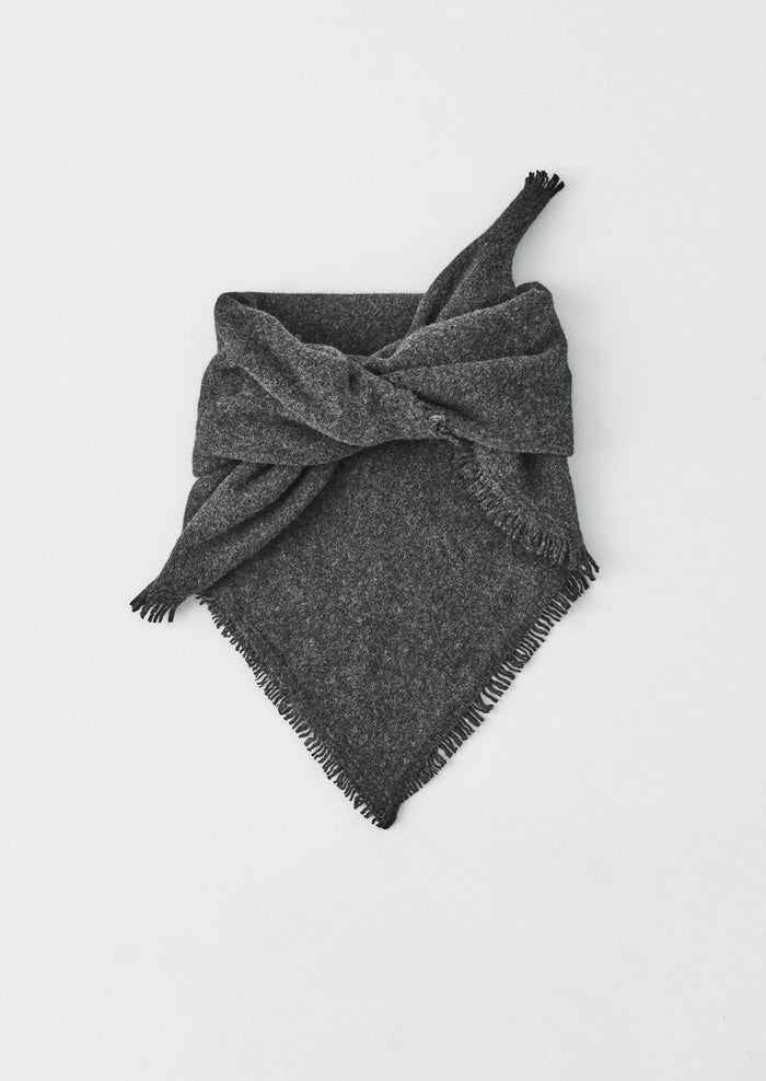 Fringed Wool Scarf | Charcoal Melange
