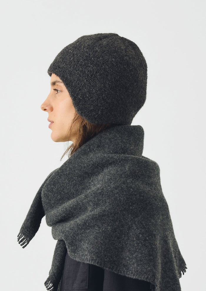 Fringed Wool Scarf | Charcoal Melange