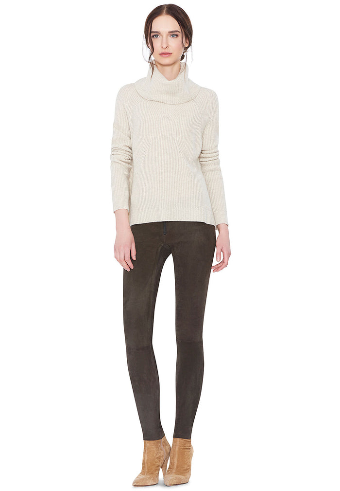 FRONT ZIP SUEDE LEGGING - CHOCOLATE