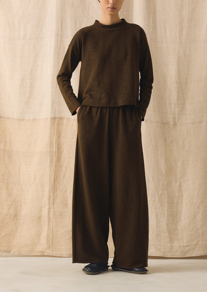 Full Length Loopback Jersey Pants | Dark Olive