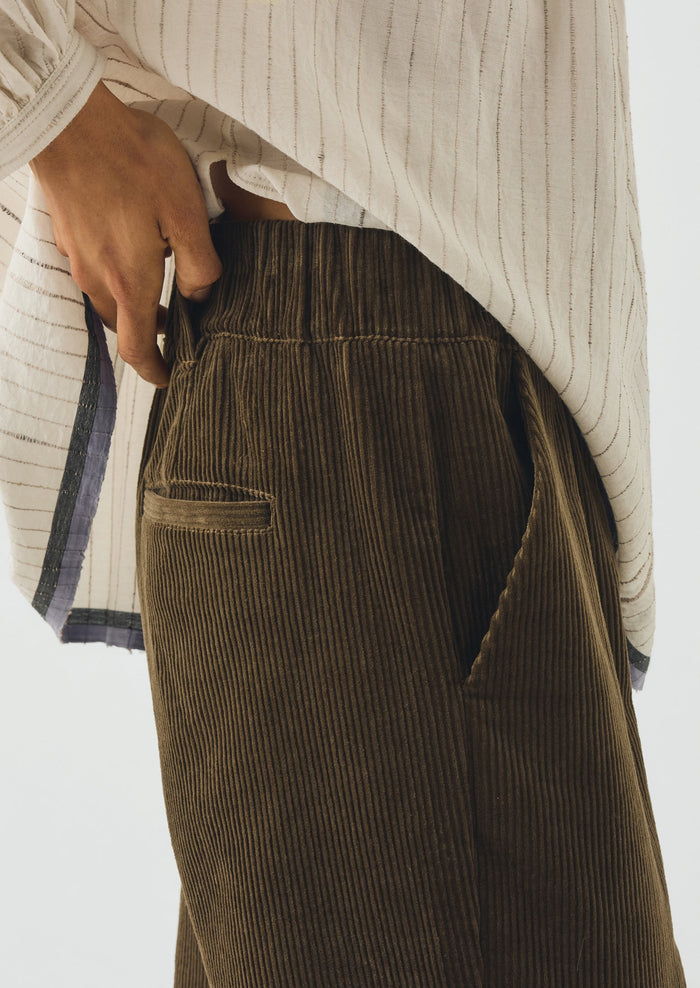 Gabi Cord Pull On Pants | Bronze Green