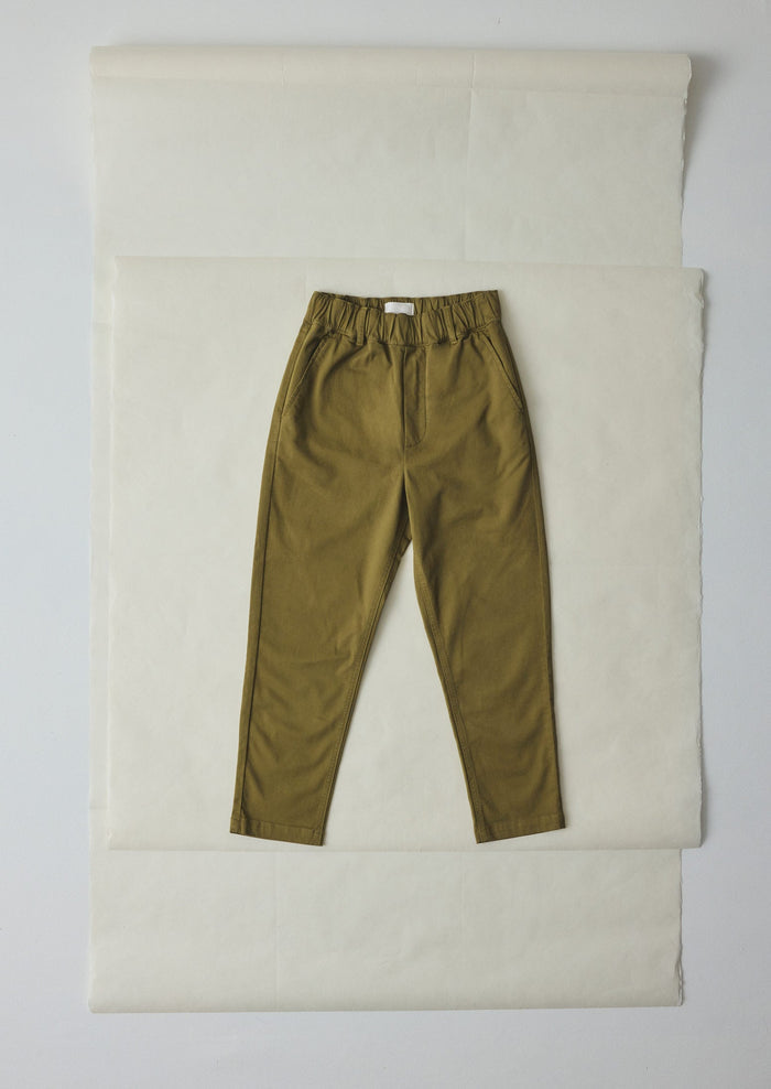 Gabi Cotton Pull On Pants | Olive Leaf