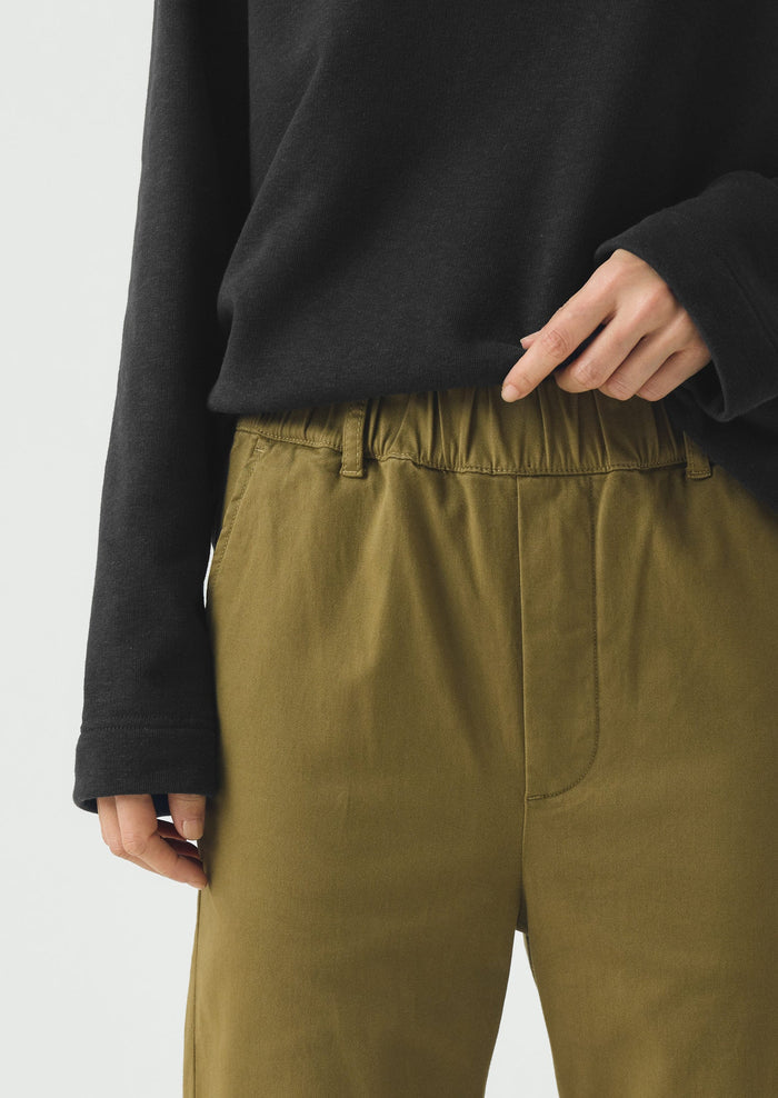 Gabi Cotton Pull On Pants | Olive Leaf