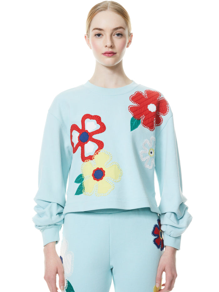 GAIA EMBROIDERED SWEATSHIRT - POWDER BLUE/MULTI