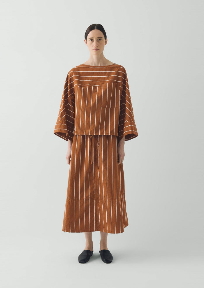 Garland Stripe Cotton Smock Top | Copper/Ecru