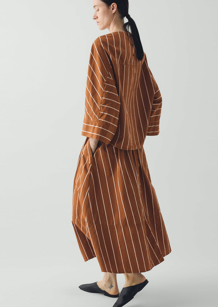 Garland Stripe Cotton Smock Top | Copper/Ecru