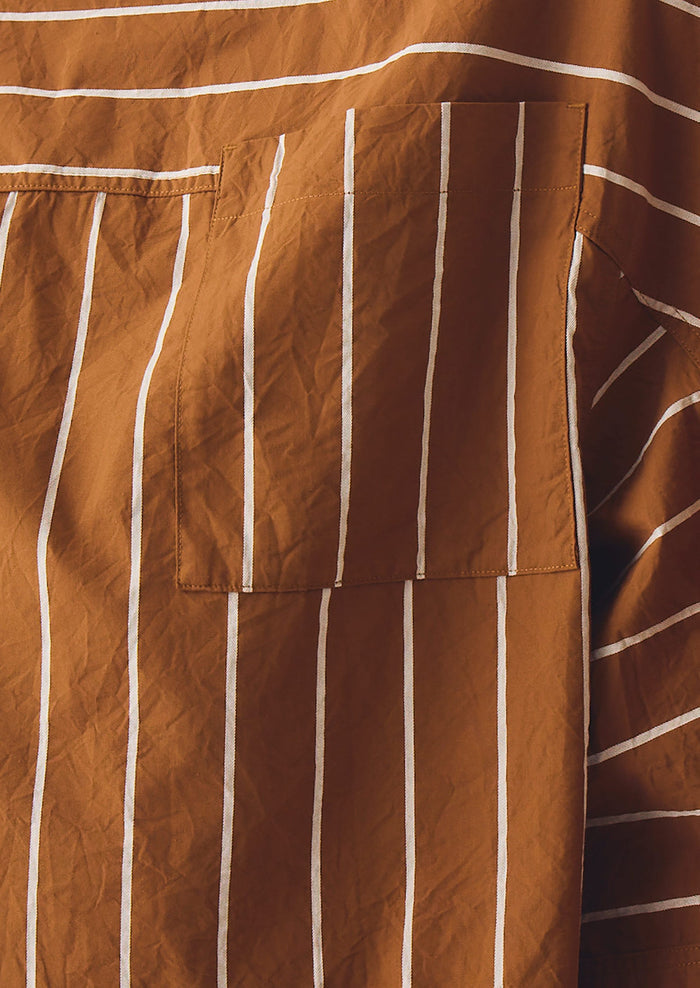 Garland Stripe Cotton Smock Top | Copper/Ecru