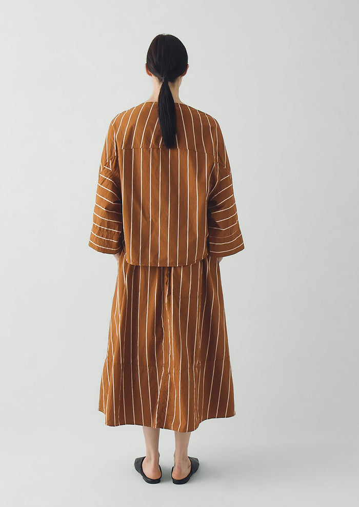 Garland Stripe Cotton Smock Top | Copper/Ecru