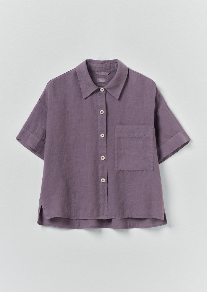 Garment Dyed Lightweight Linen Shirt | Dark Thistle