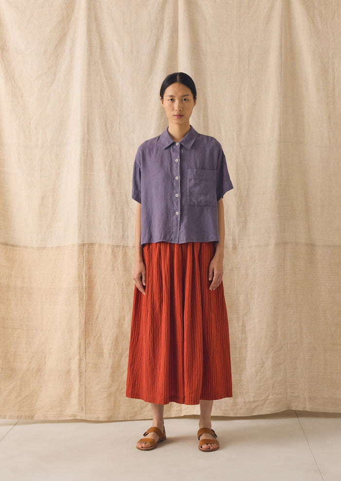 Garment Dyed Lightweight Linen Shirt | Dark Thistle