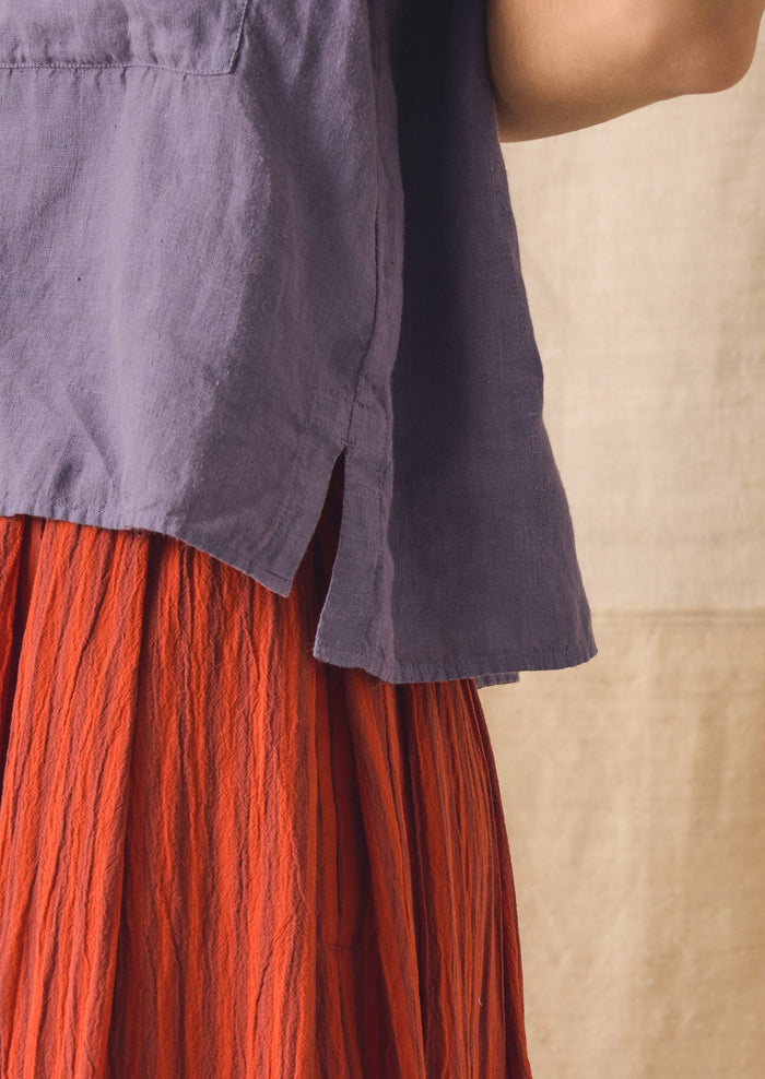 Garment Dyed Lightweight Linen Shirt | Dark Thistle