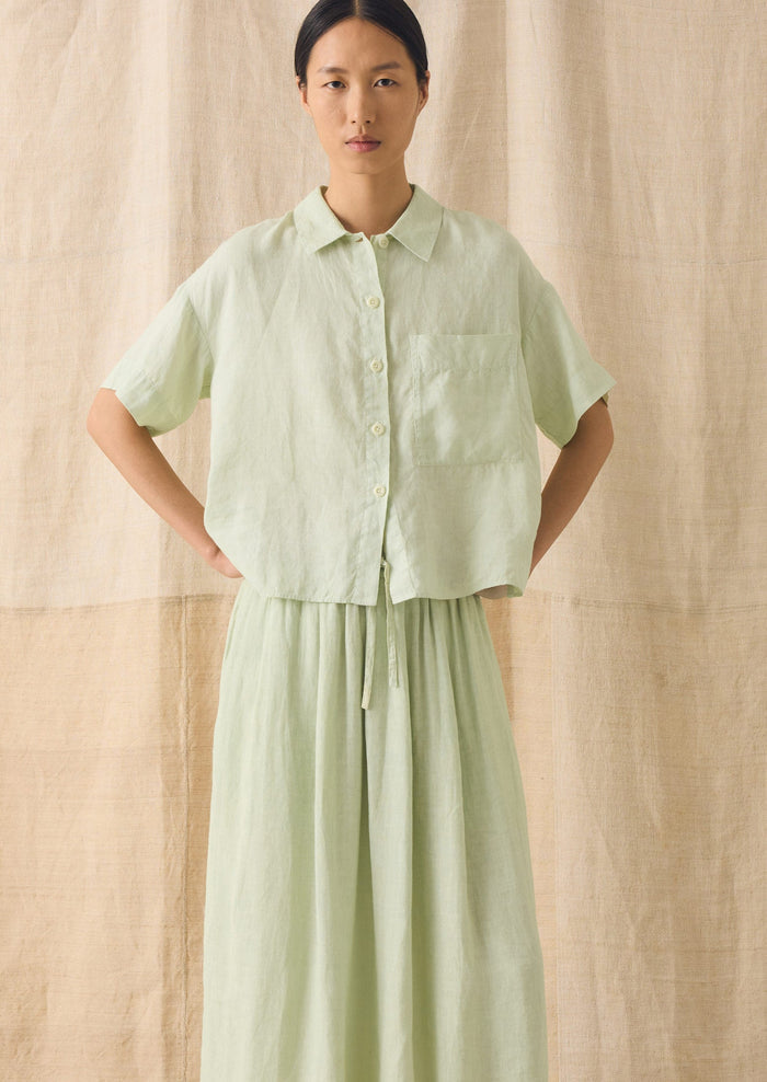 Garment Dyed Lightweight Linen Shirt | Mint Tea