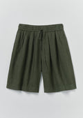 Garment Dyed Lightweight Linen Shorts | Dark Olive
