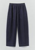 Garment Dyed Linen Barrel Leg Pants | Blueberry