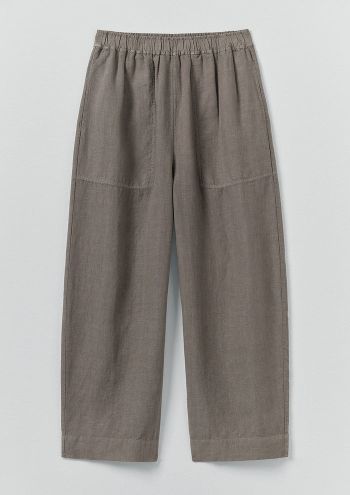 Garment Dyed Linen Barrel Leg Pants | Iron