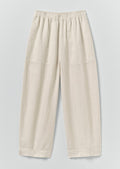 Garment Dyed Linen Barrel Leg Pants | Oat