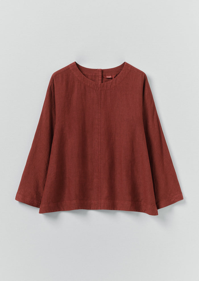 Garment Dyed Linen Top | Tomato Red