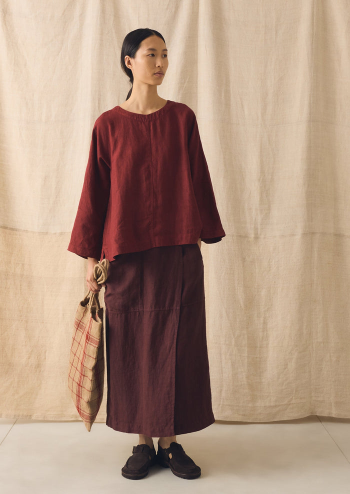Garment Dyed Linen Top | Tomato Red