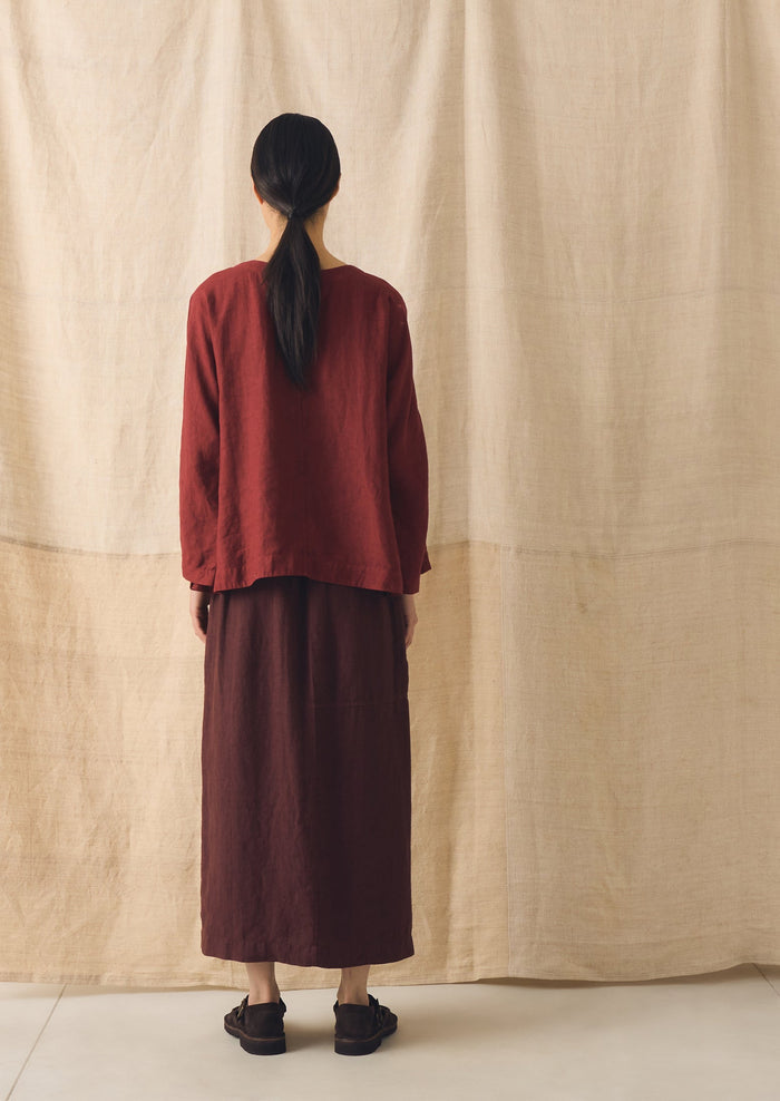 Garment Dyed Linen Top | Tomato Red