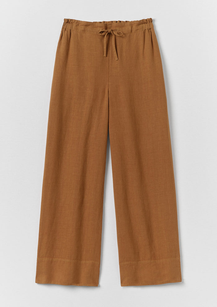 Garment Washed Linen Wide Pants | Desert Sand