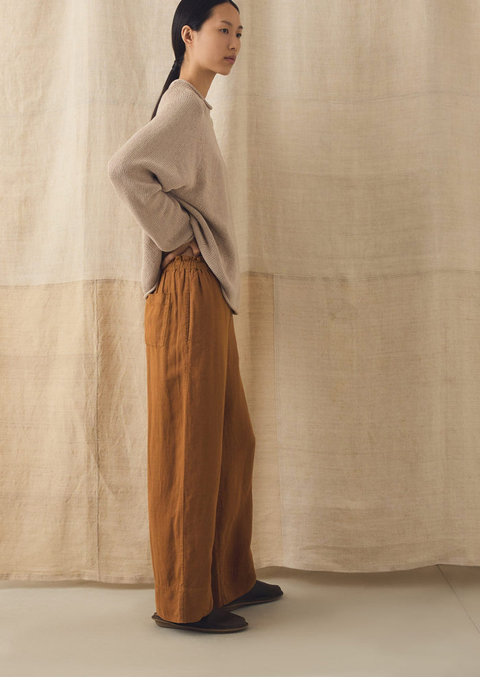 Garment Washed Linen Wide Pants | Desert Sand