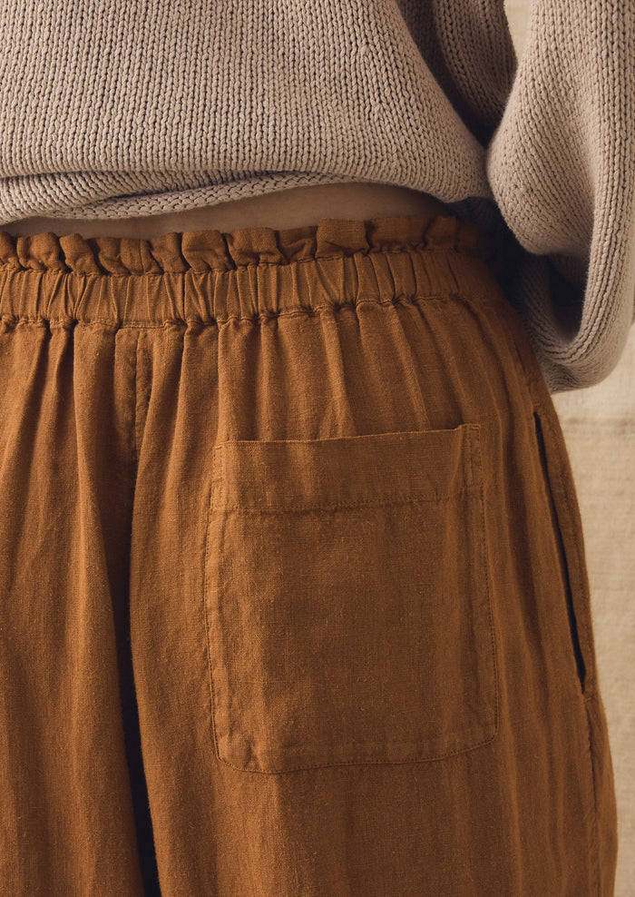 Garment Washed Linen Wide Pants | Desert Sand