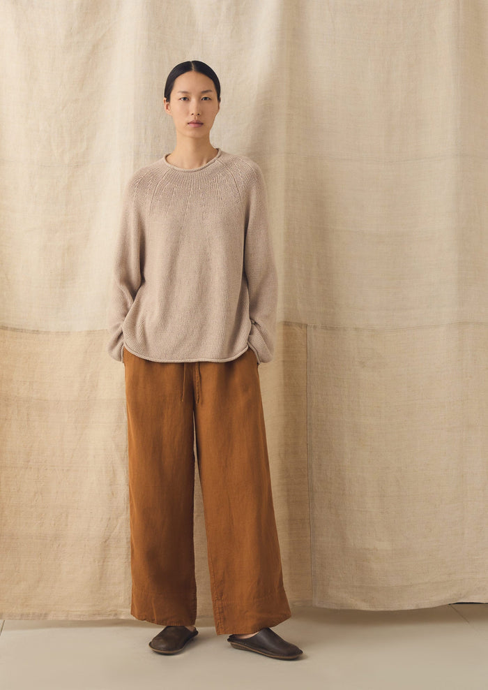 Garment Washed Linen Wide Pants | Desert Sand