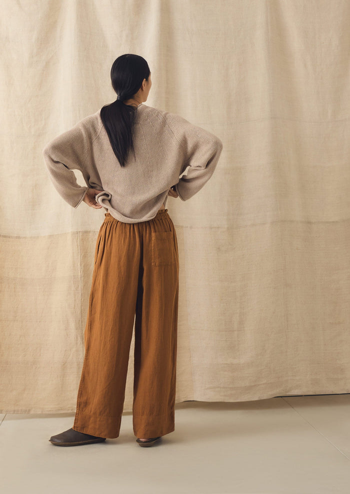 Garment Washed Linen Wide Pants | Desert Sand