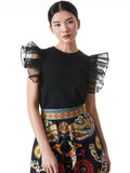 GARNER BOXY ORGANZA SLEEVE TEE - BLACK