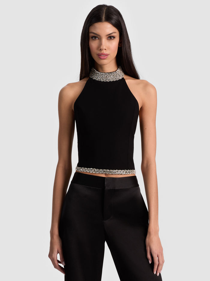 GATZ EMBELLISHED TOP - BLACK