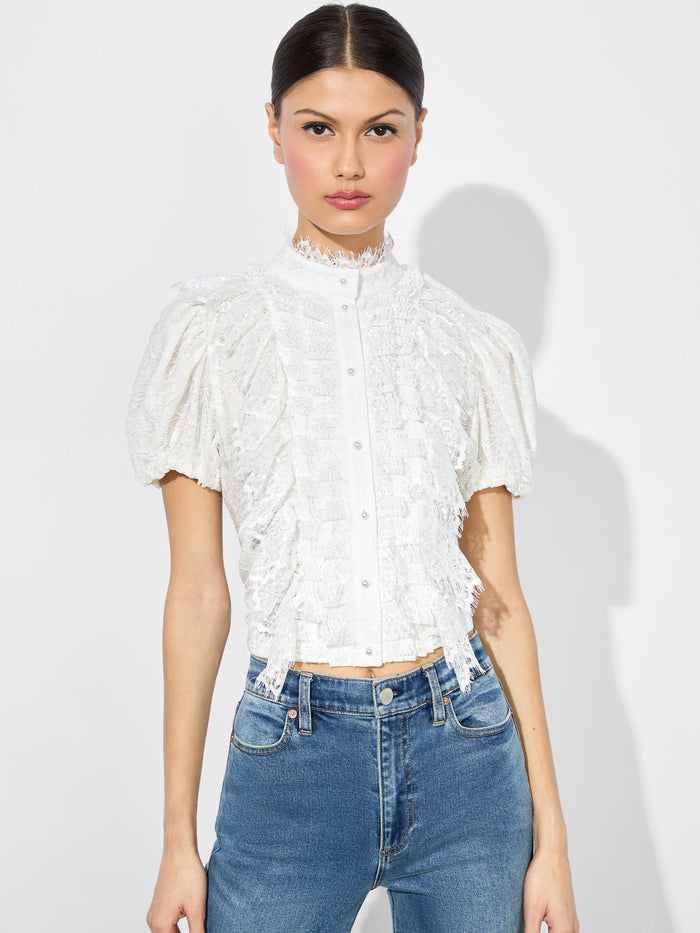 GERALDINE LACE TOP - OFF WHITE