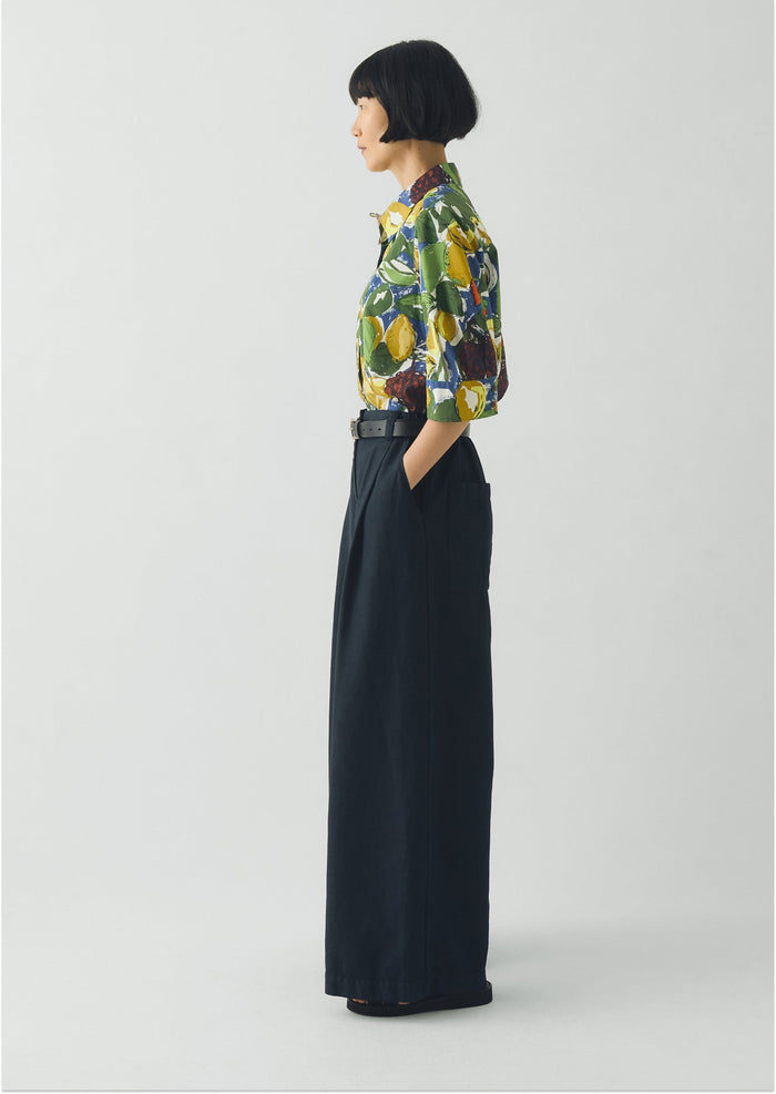 Gia Sketched Fruit Print Shirt | Verdigris/Multi