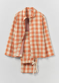Gingham Double Face Cotton Pajamas | Coral/Sky Blue