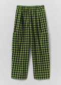 Gingham Linen Cotton Patch Pocket Pants | Beetle Green
