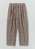 Gingham Linen Cotton Patch Pocket Pants | Dark Chocolate/Ecru