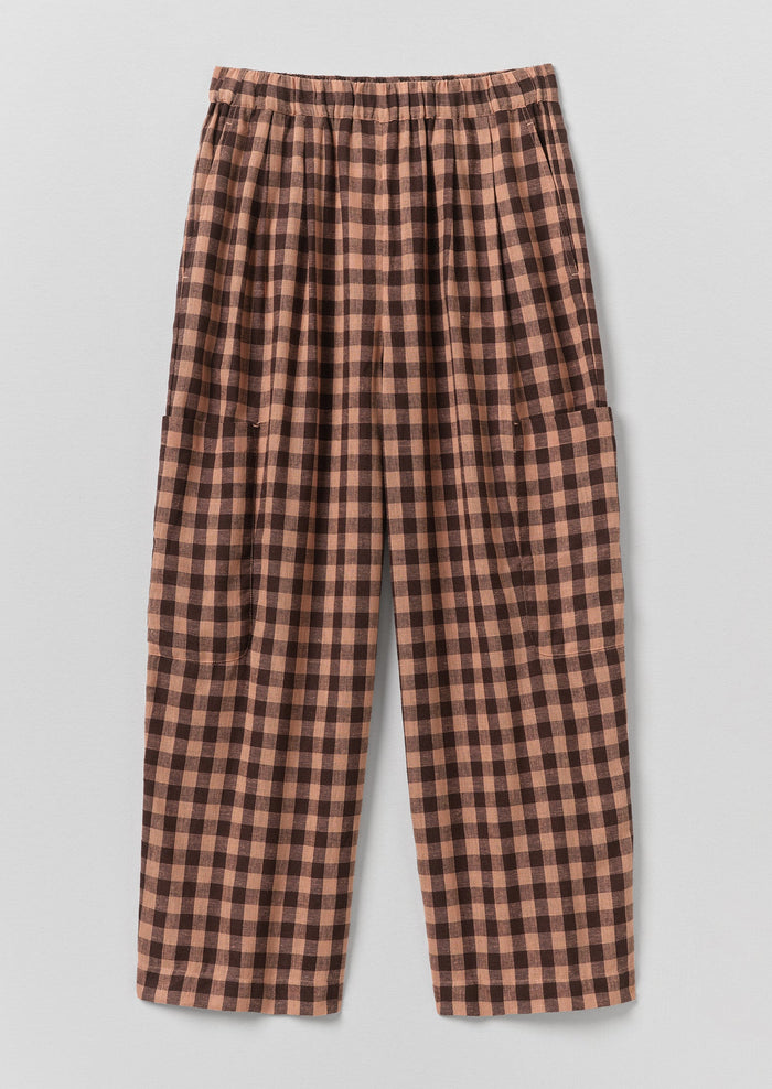 Gingham Linen Cotton Patch Pocket Pants | Rosewood