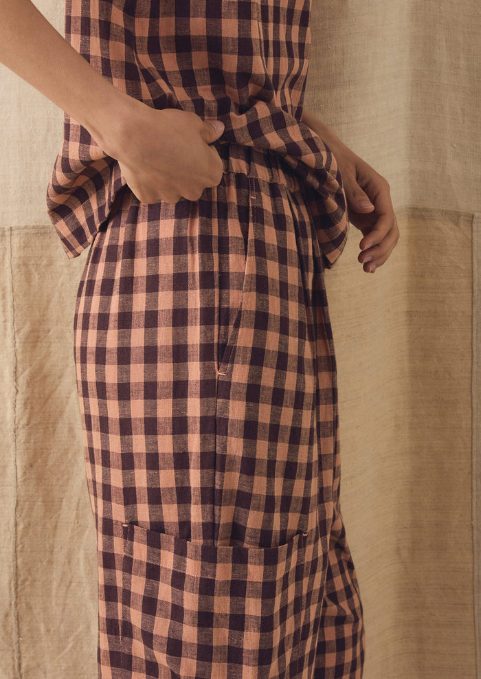 Gingham Linen Cotton Patch Pocket Pants | Rosewood