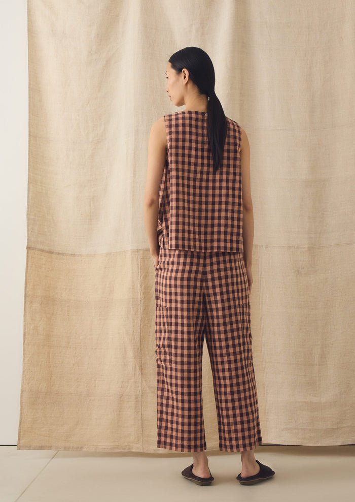Gingham Linen Cotton Patch Pocket Pants | Rosewood