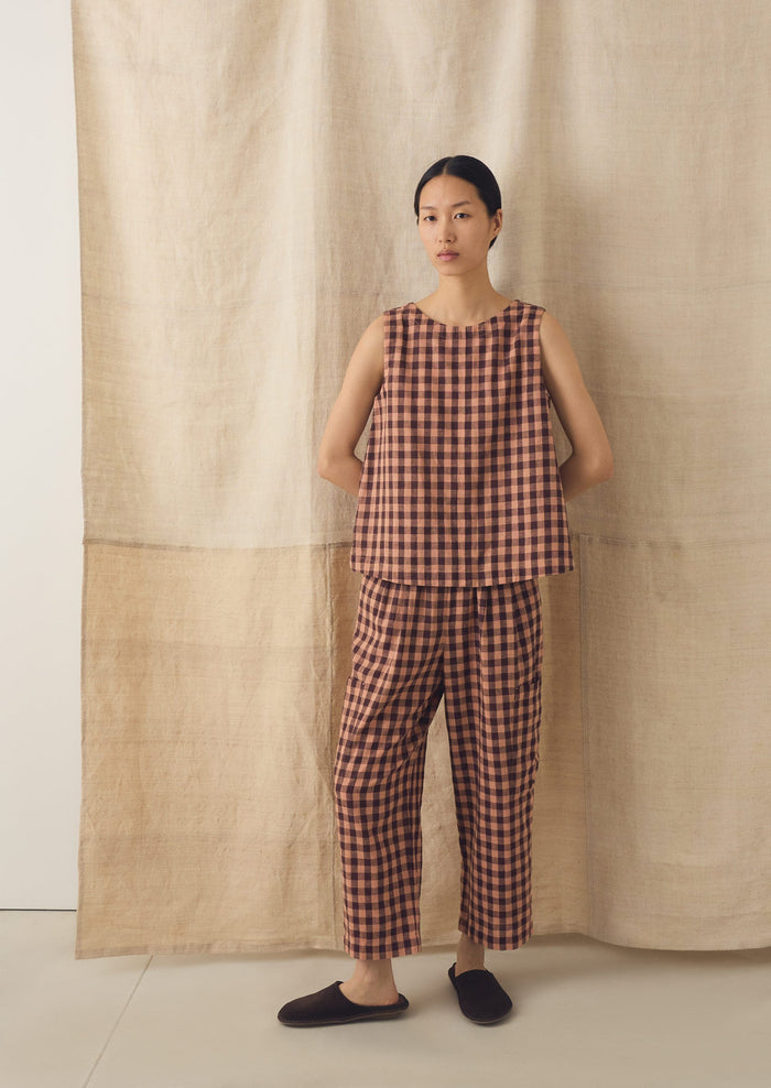 Gingham Linen Cotton Patch Pocket Pants | Rosewood