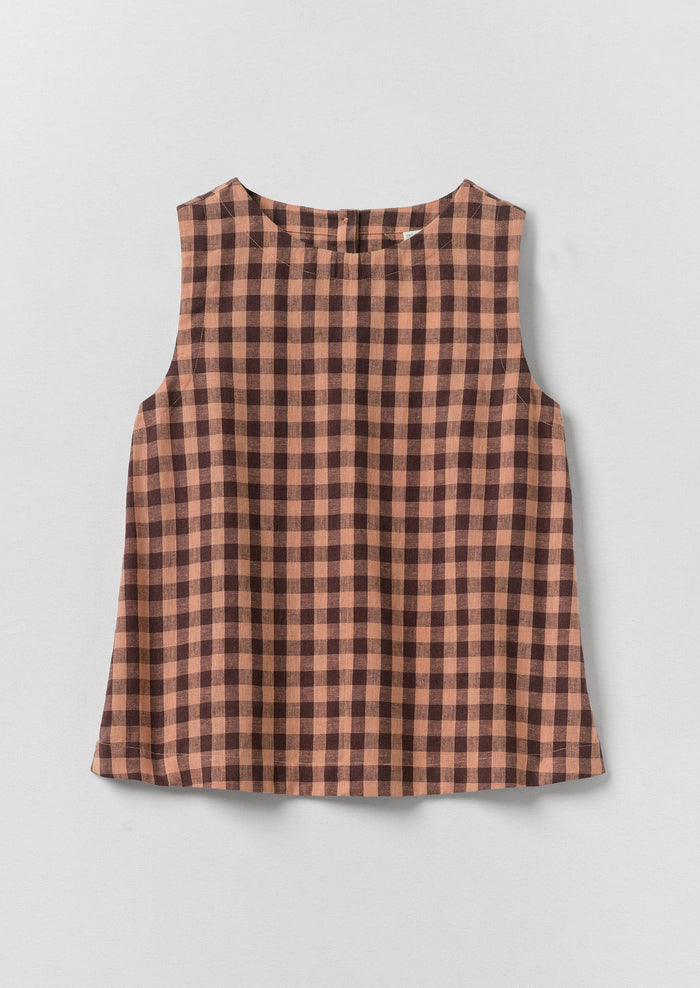 Gingham Linen Cotton Tank Top | Rosewood
