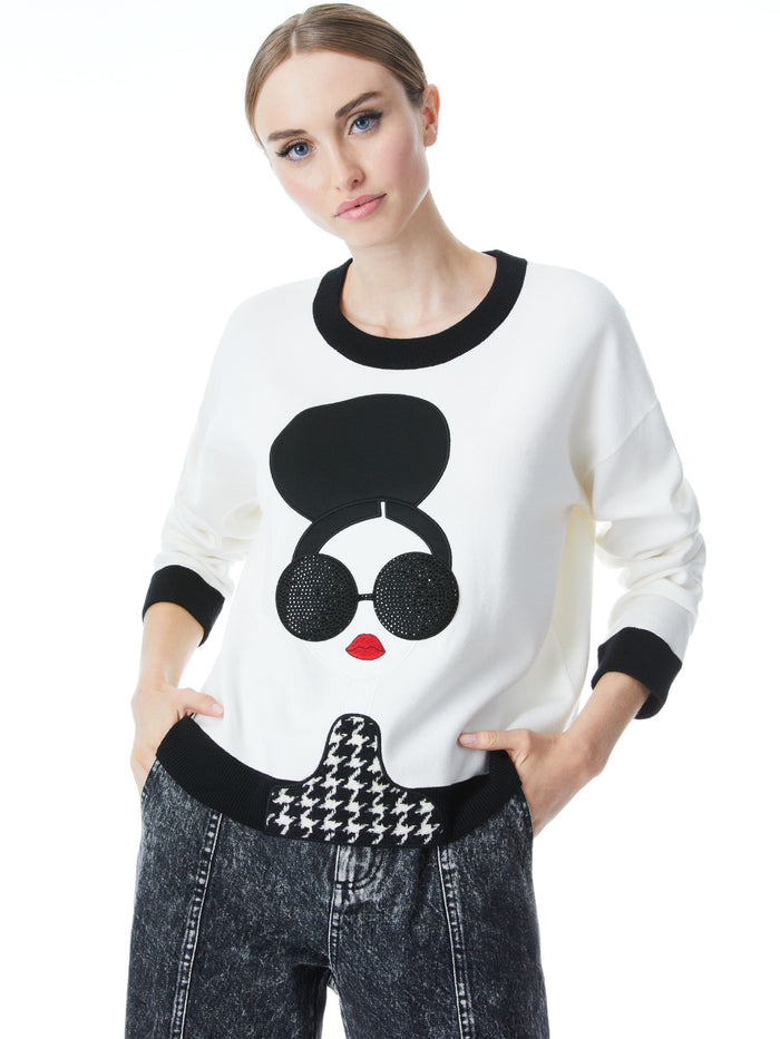 GLEESON STACE FACE PULLOVER - SOFT WHITE/MULTI