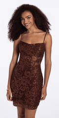 brown/size/4/missy/Camille La Vie /Glitter Mesh Bodycon Dress with Illusion Corset Bodice/front alt