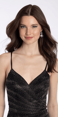 black-silver/size/4/missy/Camille La Vie/ Glitter Mesh Halter Bodycon Dress with Heat Set Stones/close up