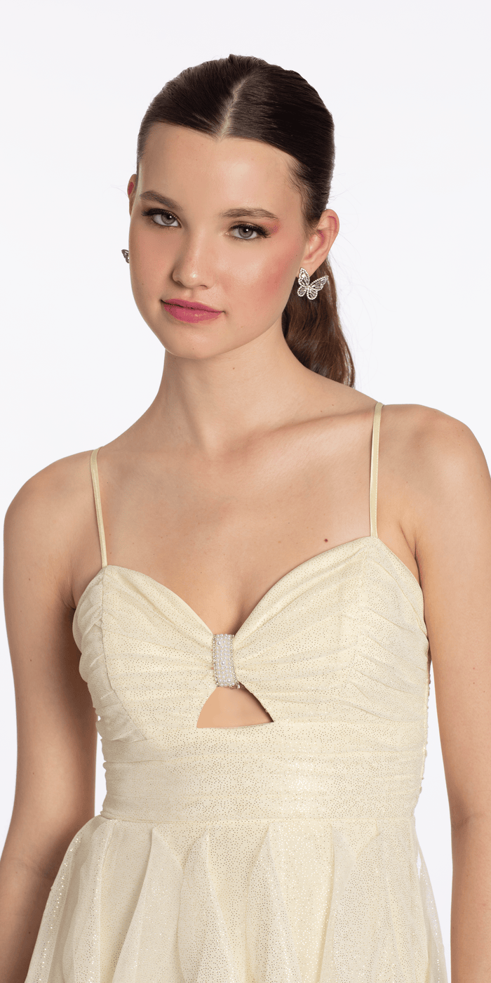 butter/size/4/missy/Camille La Vie/Glitter Mesh Sweetheart Keyhole Column Dress with Tendrils/close up