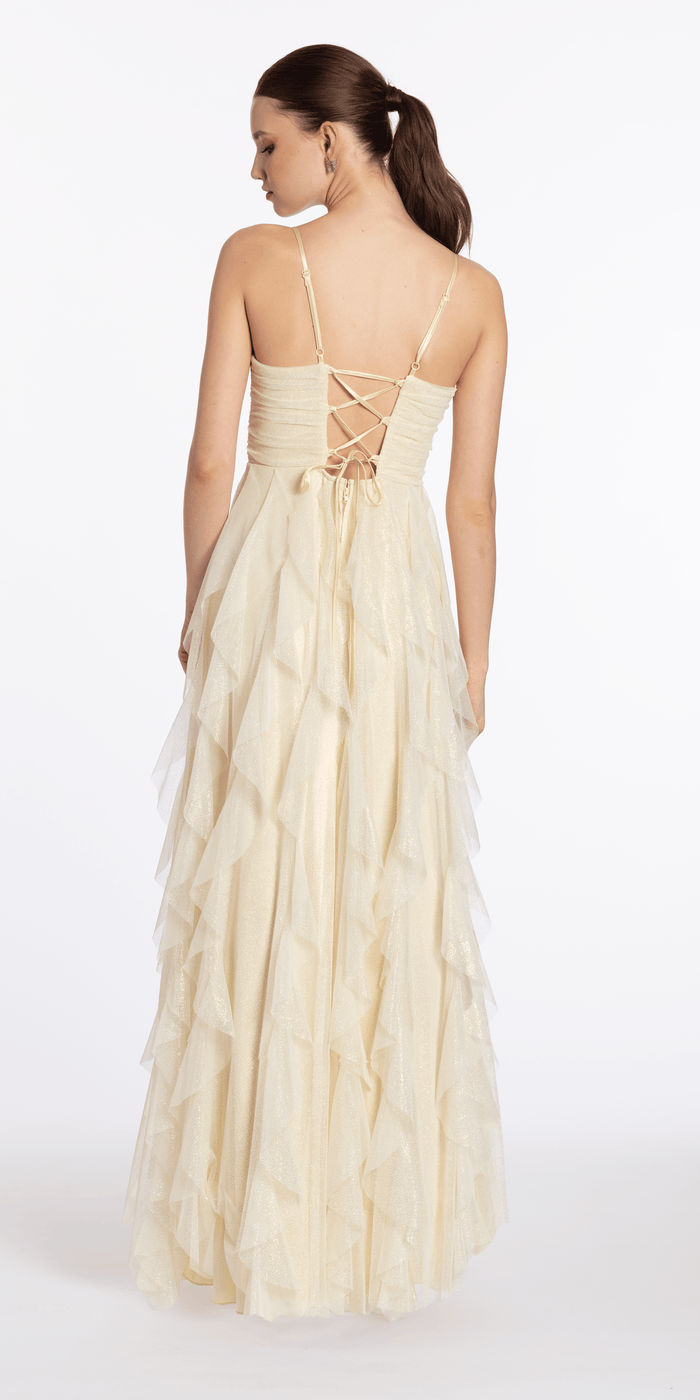 butter/size/4/missy/Camille La Vie/Glitter Mesh Sweetheart Keyhole Column Dress with Tendrils/back