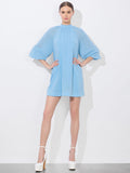 GRACEN TRAPEZE MINI DRESS - MINERAL BLUE