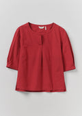 Graph Paper Check Cotton Top | Vibrant Red/Slate